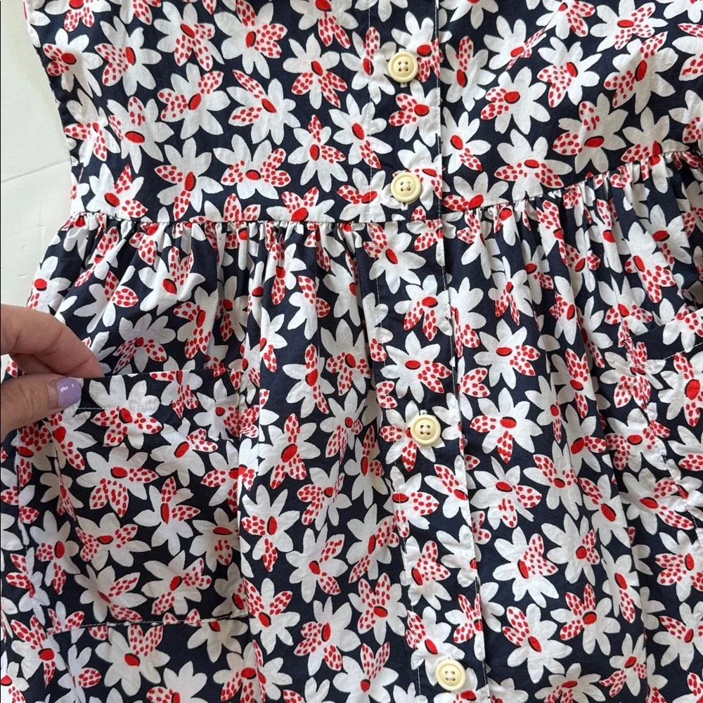 J. Crew Crewcuts‎ Girls Cotton Blend Daisy Floral Print Button Front Dress Sz 12
